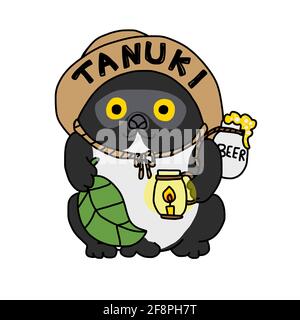 Tanuki (japanischer Waschbär) Cartoon-Vektor-Illustration Stock Vektor
