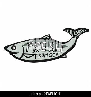 Fisch aus dem Meer Cartoon Logo Vektor Illustration Stock Vektor