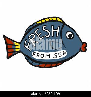 Fisch aus dem Meer Cartoon Logo Vektor Illustration Stock Vektor