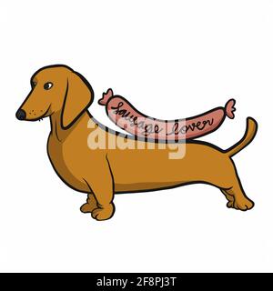 Dachshund Hund Wurst Liebhaber Cartoon Vektor Illustration Stock Vektor