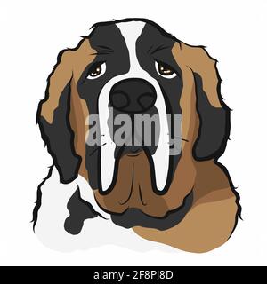 Saint Bernard Hund Gesicht Cartoon Vektor Illustration Stock Vektor