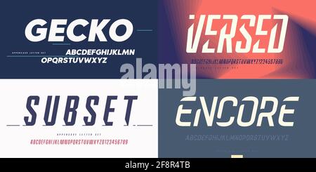 Sammlung von stilvollen Vektor-Sans-Serifenschriften, Buchstabensets, Alphabeten Stock Vektor