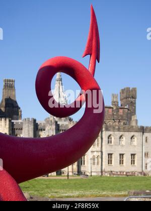 Chinesischer Roter Drache im Schloss Cardiff Stockfoto