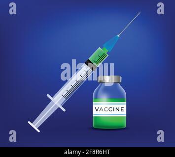 Impfstofffläschchen mit Spritzenvektor Stock Vektor