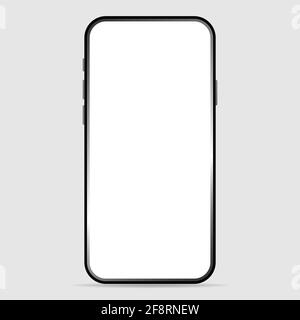 Hochwertiges, realistisches, trendiges Smartphone ohne Rahmen mit weißem Bildschirm. Vector Mockup-Telefon für visuelle ui-App-Demonstration Stock Vektor