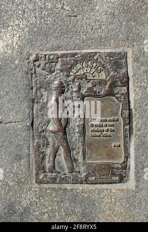 Plakette für ulysses, die sich auf dem Bürgersteig in Stephens befindet Green Park Dublin Stockfoto