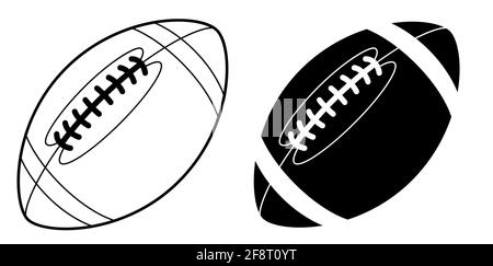 Sportball zum Spielen American Football Icon. Teamsport. Aktiver Lebensstil. Isolierter Schwarz-Weiß-Vektor Stock Vektor