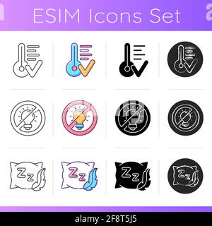 Symbole zum verhindern von Schlaflosigkeit eingestellt Stock Vektor