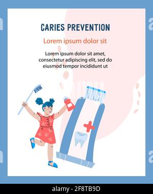 Kinder Mundpflege und Kinderzahnheilkunde, Cartoon-Vektor-Illustration isoliert. Stock Vektor
