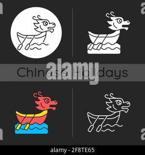 Dragon Boat Festival düstere Thema-Ikone Stock Vektor