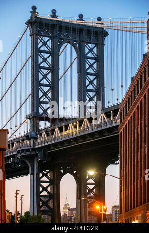 Stadtbild von Manhattan Brücke von Brooklyn in New York City. Stockfoto
