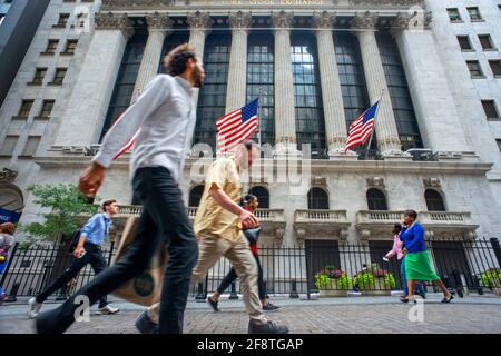 Die New York Stock Exchange ist eine amerikanische Börse in der Wall Street 11, Lower Manhattan, New York City. Die New Yorker Börse (A Stockfoto