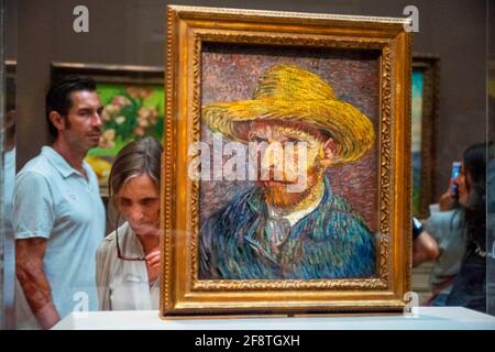 Van Gogh Selbstporträt, „Selbstporträt mit Strohhut“, 1887 Metropolitan Museum of Art, New York City, USA Stockfoto