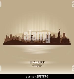 Hobart Australia City Skyline Vektor Silhouette Illustration Stock Vektor