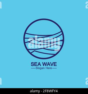 Meer Ozean Welle Linie Logo einfache monoline Stil Vektor-Symbol Symboldarstellung Stock Vektor