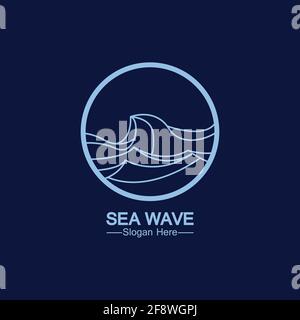 Meer Ozean Welle Linie Logo einfache monoline Stil Vektor-Symbol Symboldarstellung Stock Vektor