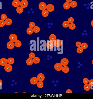 Florales Nahtmuster rot-blau. Handbemalte Öl Acrylfarbe abstrakt rund Blumen Hintergrund. Wiederholende Oberfläche Muster Design Fliese für Stoff Stockfoto