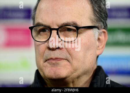 Aktenfoto vom 03-02-2021 von Marcelo Bielsa, Managerin von Leeds United. Ausgabedatum: Freitag, 9. April 2021. Ausgabedatum: Donnerstag, 15. April 2021. Marcelo Bielsa hat in Argentinien Berichte abgewiesen, dass er kurz vor der Unterzeichnung eines neuen zweijährigen Abkommens in Leeds steht. Siehe PA Geschichte FUSSBALL Leeds. Auf dem Foto sollte Michael Regan/PA Wire stehen. Stockfoto