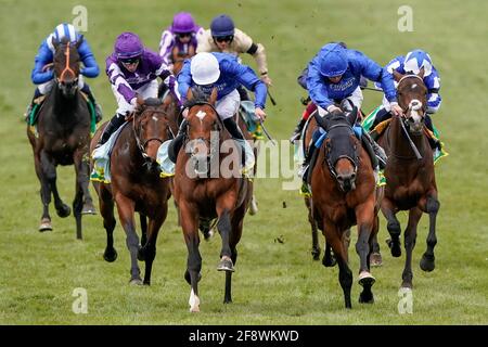 Master of the Seas mit William Buick (vorne rechts) gewinnt die bet365 Craven Stakes auf der Newmarket Racecourse. Bilddatum: Donnerstag, 15. April 2021. Stockfoto