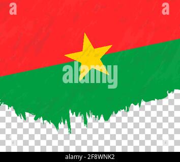 Grunge-artige Flagge von Burkina Faso auf transparentem Hintergrund. Vektor-strukturierte Flagge von Burkina Faso für vertikale Gestaltung. Stock Vektor