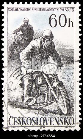 MOSKAU, RUSSLAND - 1. OKTOBER 2019: Briefmarke gedruckt in der Tschechoslowakei zeigt, Serie, circa Stockfoto