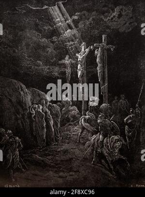 Bibelgeschichte Illustration der Tod Christi der Kreuzigung (Luke23:34-35) Von Gustave Dore Stockfoto