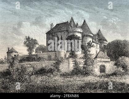 Die Château de Fénelon, Dordogne, Nouvelle-Aquitaine, Frankreich, 19. Jahrhundert Stockfoto