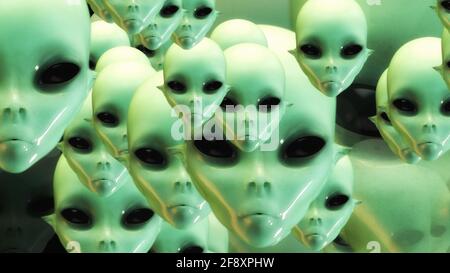 Künstlerische 3D-Illustration von Alien Faces Stockfoto