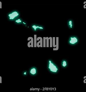 Karte von Kap Verde, alter grüner Computer-Terminal-Bildschirm, auf dunklem Hintergrund Stockfoto