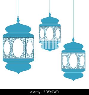 Eid und ramadan Kareem Grußkarte Vektor-Design arabische traditionelle Kultur mit schönen Hintergrund mit Laterne. Stock Vektor