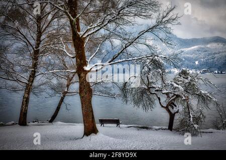 DE - BAYERN: Winter am Walchensee Stockfoto
