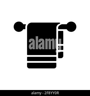 Handtuch in Haken Vektor Glyphe Symbol. Hotelschild. Graph-Symbol für Reise- und Tourismus-Website und Apps Design, Logo, App, UI Stock Vektor