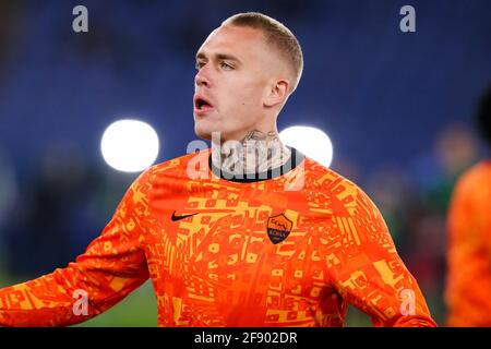 ROMA, ITALIEN - 15. APRIL: Rick Karsdorp von AS Roma während des UEFA Europa League Quarter Finales: Die zweite Etappe zwischen AS Roma und Ajax im Stadio Olimpic Stockfoto