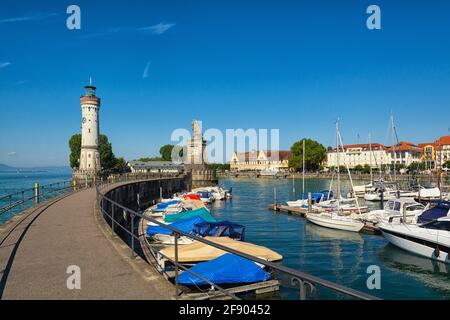 Der Hafen von Lindau am Bodensee Stockfoto