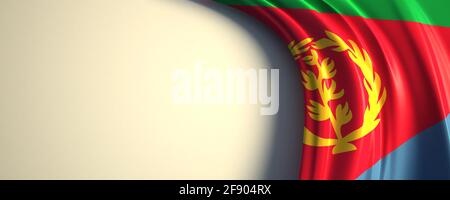 Flagge Eritreas. 3d-Darstellung der wehenden Nationalflagge mit einem Kopierraum. Flagge der afrikanischen Länder. Stockfoto