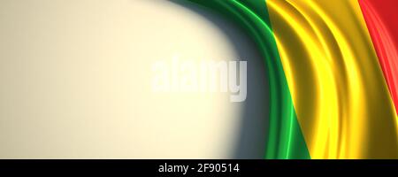 Mali-Flagge. 3d-Darstellung der wehenden Nationalflagge mit einem Kopierraum. Flagge der afrikanischen Länder. Stockfoto