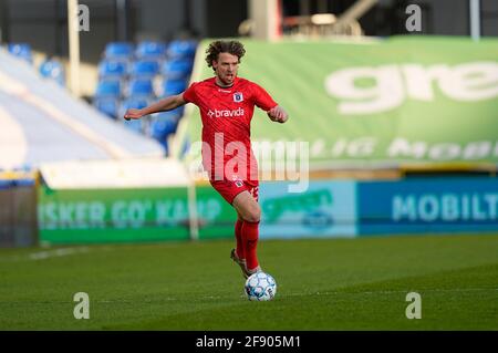 Randers Stadium, Randers, Dänemark. April 2021. Alexander Munksgaard von Aarhus GF während der Aarhus BK im Randers Stadium, Randers, Dänemark. Kim Price/CSM/Alamy Live News Stockfoto