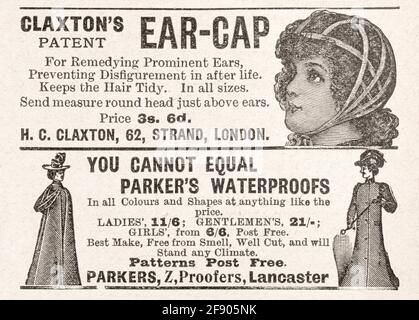 Alte viktorianische Zeitungspapier Kleidung / Mode-Anzeige von 1901 - Pre-Werbung Standards. Werbung für alte Kleidung, Werbung für alte Mode. Stockfoto