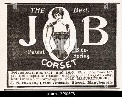 Alte viktorianische Zeitungspapier Kleidung / Mode-Anzeige von 1902 - Pre-Werbung Standards. Werbung für alte Kleidung, Werbung für alte Mode. Stockfoto