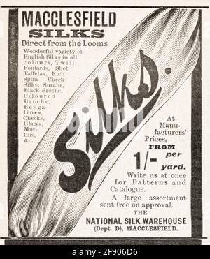 Alte viktorianische Zeitungspapier Kleidung / Mode-Anzeige von 1902 - Pre-Werbung Standards. Werbung für alte Kleidung, Werbung für alte Mode. Stockfoto