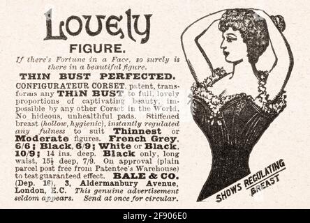 Alte viktorianische Zeitungspapier Kleidung / Mode-Anzeige von 1902 - Pre-Werbung Standards. Werbung für alte Kleidung, Werbung für alte Mode. Stockfoto