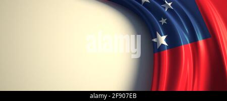 Flagge Samoa. 3d-Darstellung der wehenden Nationalflagge mit einem Kopierraum. Flagge der Länder des Südpazifiks. Stockfoto