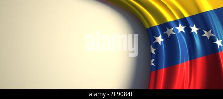 Venezuela-Flagge. 3d-Darstellung der wehenden Nationalflagge mit einem Kopierraum. Flagge lateinamerikanischer Länder. Stockfoto