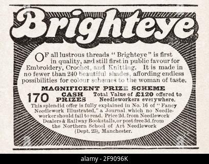 Alte Print-Kleidung näht Werbung aus Edwardian Times - 1912 - vor dem Anbruch der Werbestandards. Edwardianische Nähwerbung, Werbung für alte Kleidung. Stockfoto