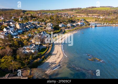 Luftaufnahme von der Drohne von Aberdour, Fife, Schottland, Großbritannien Stockfoto