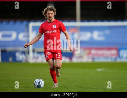 Randers Stadium, Randers, Dänemark. April 2021. Alexander Munksgaard von Aarhus GF während der Aarhus BK im Randers Stadium, Randers, Dänemark. Kim Price/CSM/Alamy Live News Stockfoto