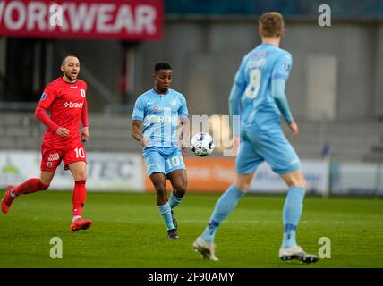 Randers Stadium, Randers, Dänemark. April 2021. Tosin Kehinde vom Randers FC während der Aarhus BK im Randers Stadium, Randers, Dänemark. Kim Price/CSM/Alamy Live News Stockfoto