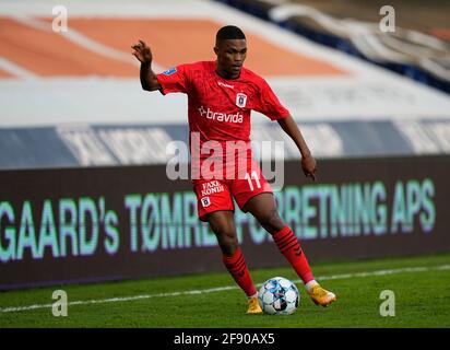 Randers Stadium, Randers, Dänemark. April 2021. Geschenklinks von Aarhus GF während Aarhus BK im Randers Stadium, Randers, Dänemark. Kim Price/CSM/Alamy Live News Stockfoto