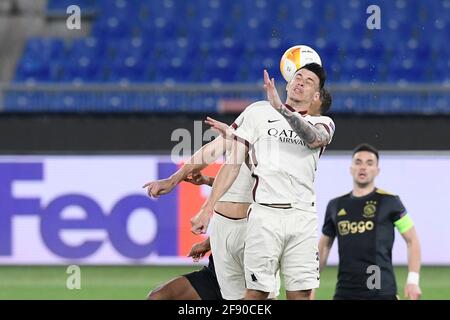 Rom, Italien. April 2021. Roger Ibanez von AS Roma beim Viertelfinale der Roma vs Lazio Europa League Credit: Roberto Ramaccia/Alamy Live News Stockfoto