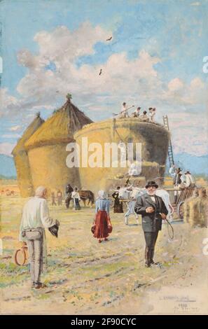 Soldaten beim Trinken und diskutieren Lithographie von Kaiser Franz Joseph I. aus Österreich (1830-1916). Signiert 'Eh Franz 1843'. Stockfoto